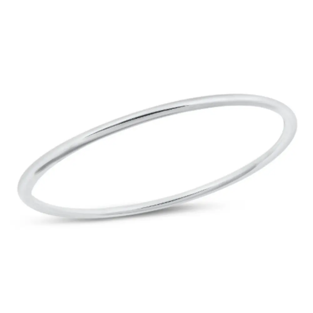 50mm Diameter Polished Bangle Bracelet For Small Wrists - 925 Sterling Silver