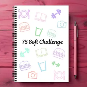 75 Soft Challenge Journal & Planner Soft Challenge Planner Notebook Time Management & Efficiency Improvement Record Book Spiral Weekly and Monthly Calendar Planners Note Book Office Stationery, A5