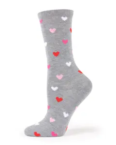 Delicate Hearts Bamboo Blend Crew Socks