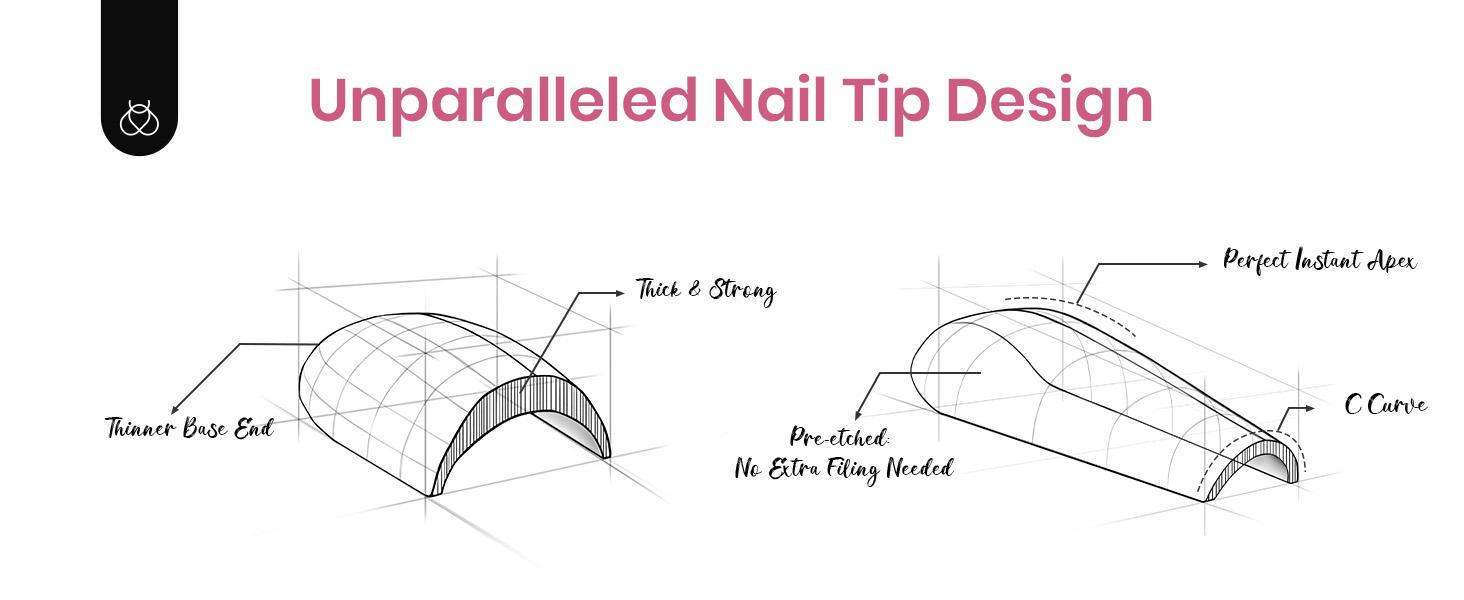 Beetles Tipex Lite Instant Apex Nail Extension Tips - Tipex 2.0 Acrylic Nail Flat Nails Manicure Gel press ons Nail Art DIY Nails Art