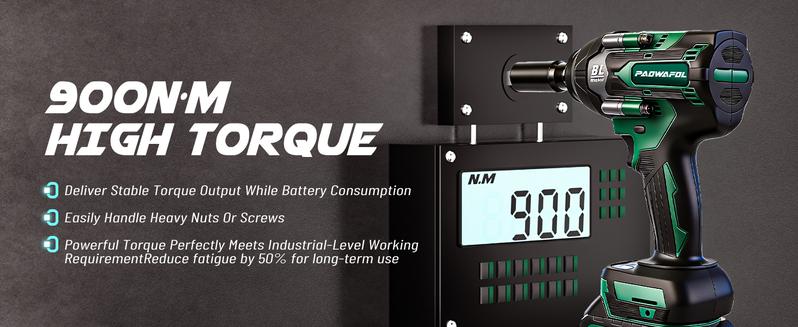 PAOWAFOL 3 in 1 Cordless Impact Wrench,Electric brushless impact wrench with 2×4.0 Battery,Sockets,Drills,Screws-Ideal for Car&Home,Gift for family