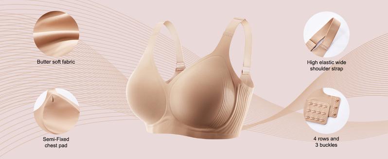 VRCOMFY Jelly Wireless  Bras for Women Full Coverage No Underwire Everyday Bras Comfortable Wireless Push Up Bralettes Seamless Tshirts Bras