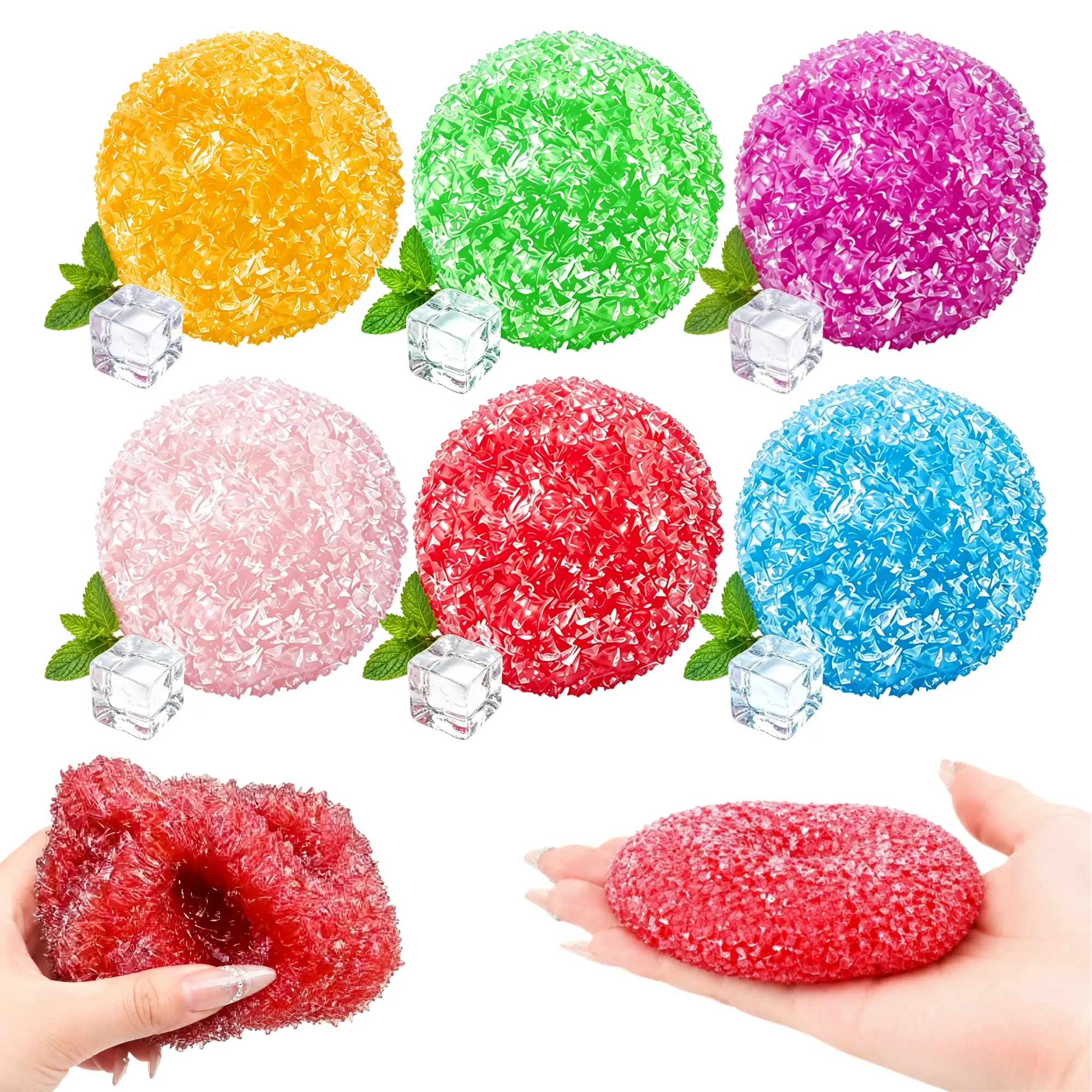 1Pcs/3Pcs Crunchy Sand-Filled Stress Ball Squishy, 2.36in Unisex Sensory Squish Ball for Calming, Decompression Squeeze Anxiety Squishies Toy for All Ages, Crunchy Squishies