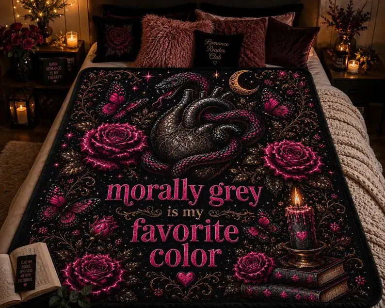 Morally Grey Is My Favorite Color Blanket | Dark Romance Reader Gift Decor Horror goth Harajuku lovers Blanket Gothic Blanket Witch Blanket Goth Blanket Feminist Blanket Gift Blanket  Decor Christmas and Halloween and Birthday