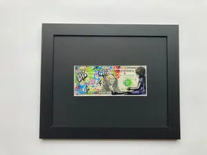 Flower Power Note Framed - Spray Paint & Paint Markers on genuine $1 Bill - Limited Edition - collectible item