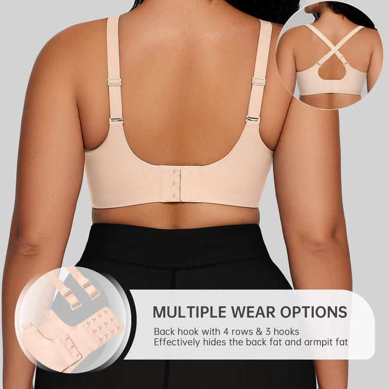 OEAK 2PCS Women Comfortable Push Up Jelly Bras Wireless Seamless Adjustable Bra Buttery Soft Everyday Tshirt V Neck Bra Convertible Bra