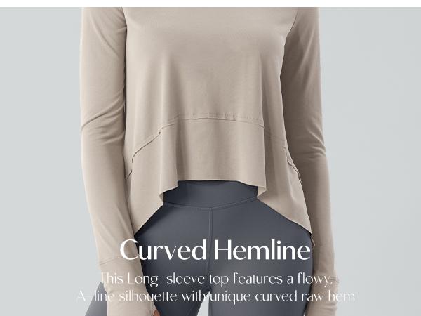 ODODOS Long Sleeve Tee for Women with Thumb Hole Athletic Gym Workout Crop Tops Yoga Shirts