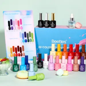 Beetles One Color One Bottle Gel Polish Box -  Collection, Soak Off UV LED Gel Nail Kit, Berry Red Caramel Colors with Base Top Coat & Cuticle Oil  Spring Nail Summer Nail Vacation Nail newyearsnewme