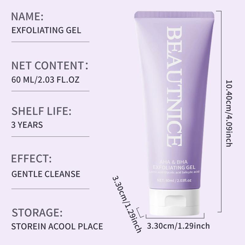 BEAUTNICE Scientifically Blended Acid Exfoliating Gel 60ml Gentle Hydrating Deep Clean For Face & Body All Skin Types Flawless Soft Cleansing Moisturizer