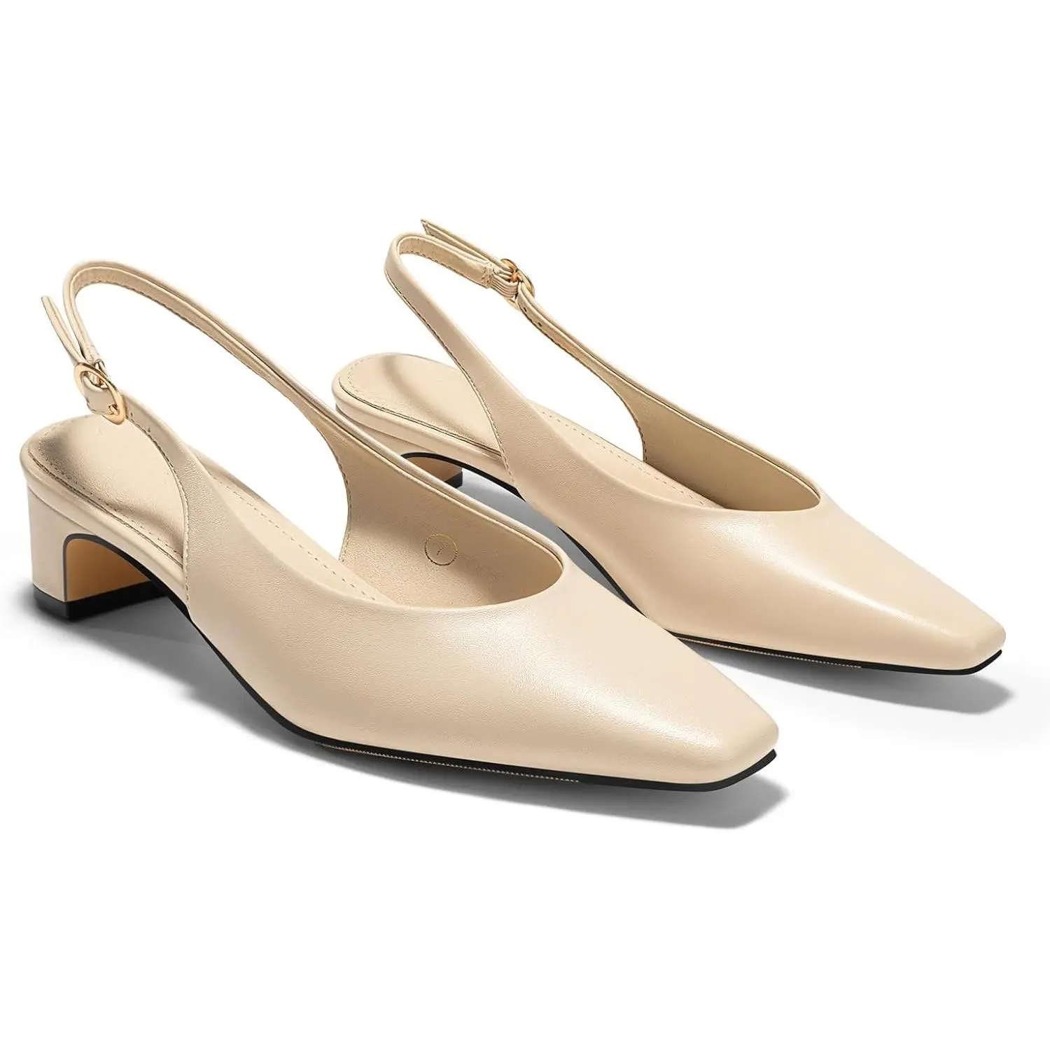 Coutgo Womens Chunky Low Heels Slingback Pumps Closed Square-Pointed Toe Work Office Dress Shoes tiktokshopbacktoschool