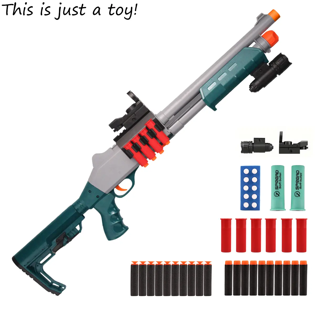 JH2027C Unisex EVA Foam Dart Blaster Set - Retractable Stock, Scope Access, Foam Bullet Blaster, Teen Boy Gift, Outdoor Sports Toy, Boy Gifts