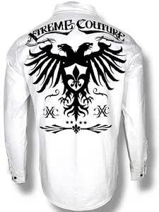 Xtreme Couture by Affliction Men's Button Down Shirt Rain Cotton Menswear
