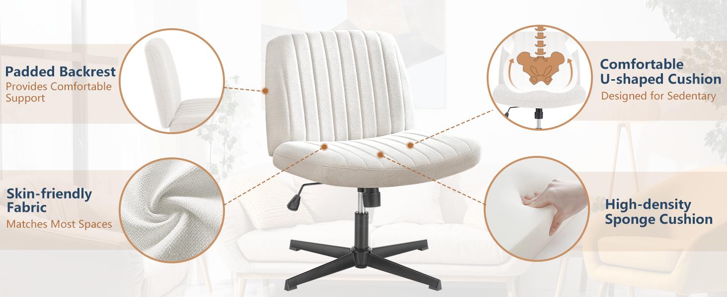 Criss Cross Chair - Armless Desk Chair No Wheels Cross Legged Office Chair Wide Swivel Home Office Desk Chairs,Christmas Present Gift Enhanced Seat Cushion Criss Cross Chair - Armless Desk Chair No Wheels Cross Legged Office Chair Wide Swivel Home Office Desk Chairs,Christmas Present Gift Enhanced Seat Cushion