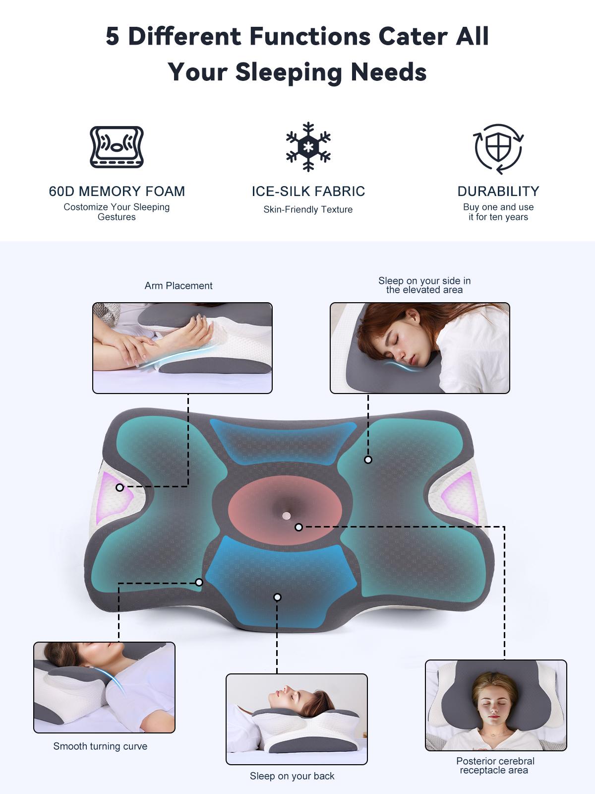 VIPfree Cooling Memory Neck Pillow, Adjustable Ergonomic Memory Foam Neck Pillows, Cervical Support, Breathable & Removable Pillowcase, Mother's Gift VIPfree Cooling Memory Neck Pillow, Adjustable Ergonomic Memory Foam Neck Pillows, Cervical Support, Breathable & Removable Pillowcase, Mother's Gift