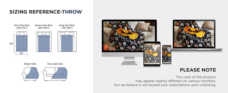 Bedsure Halloween Pumpkin Sherpa Blanket - Spooky Season Design, Soft & Cozy, Premium Fleece, Easy Care, 50x60 Inch Throw Blanket