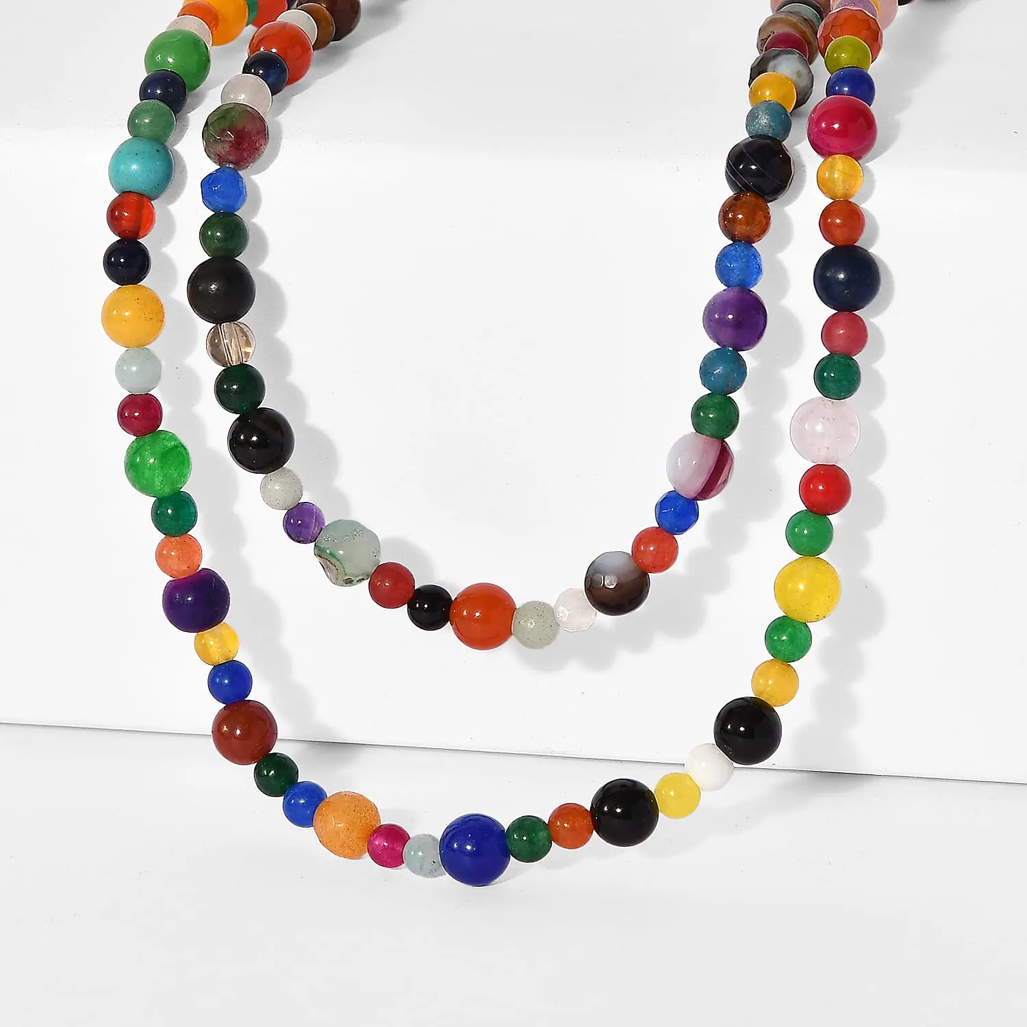Multi Gemstone Beaded Endless Necklace (50 Inches) 250.00 ctw