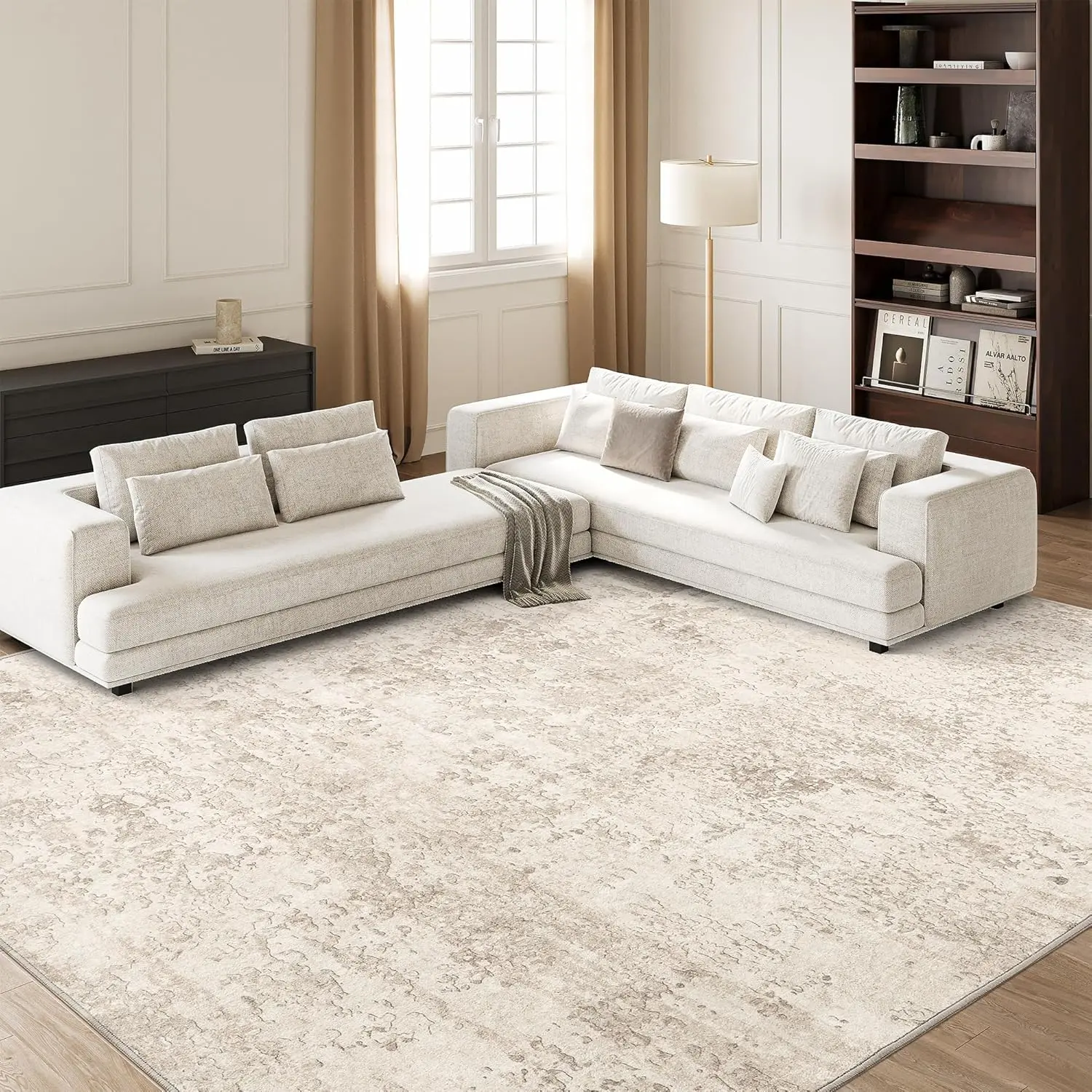 Art&Tuft Washable Abstract Block Styled Indoor Area Rug - Anti-Slip Backing, Stain-Resistant, Soft-Step Modern Minimalist Rug for Living Room, Bedroom Decor, Room Accessories,back to school,dorm essentials,home decor,home essentials