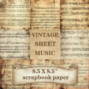 Vintage Sheet Music Scrapbooking Paper: 20 Printed Music Sheets for Papercrafts, Scrapbooking, Junk Journaling and Decoupage - Decorative collage sheets in and old, antique design Paperback – October 24, 2023