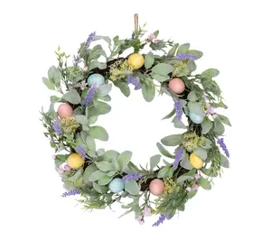 Melrose International Pastel Egg Daisy Wreath 22"D