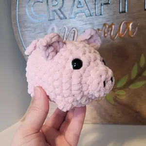 Mini Crochet Chunky Pig, Handmade, Soft Plushie