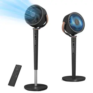 TEHANLD Fan for Bedroom, 120° Oscillating Standing Fans, Quiet Floor Fan with DC Motor, 100ft Pedestal Fans for Room, 16 Speeds, 4 modes, 20dB, 37-45" Adjustable Height, 12H Timer，With ambient lighting