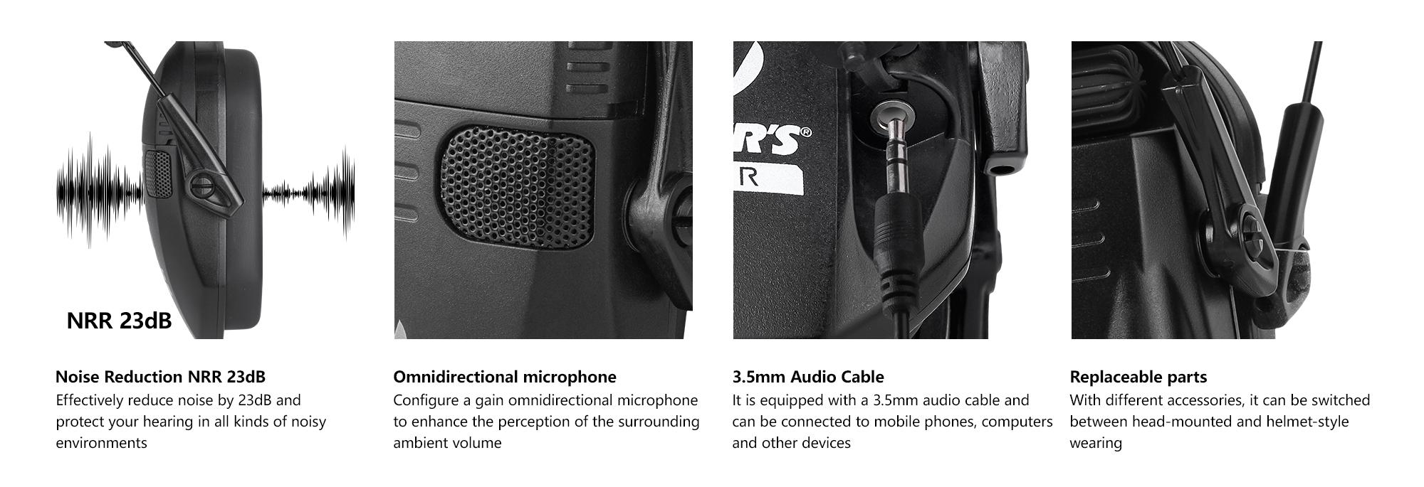 W1-Y Tactical Noise Reduction Earmuffs, Adjustable Head-Mounted Tactical Accessories with Sound Pickup & HearingProtection for Competition, Hunting, Work,sohochic