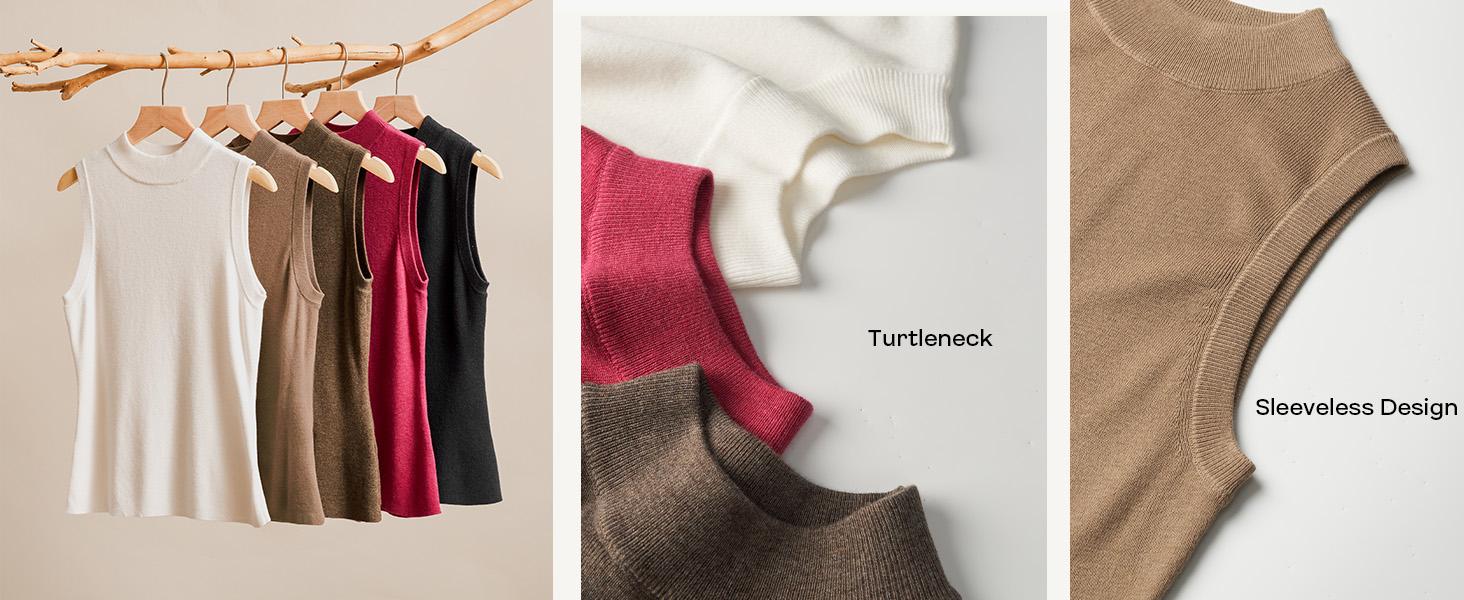 Arach&Cloz Womens Wool Blend Sweater Soft Mock Neck Spring Casual Tank 2026 Sleeveless