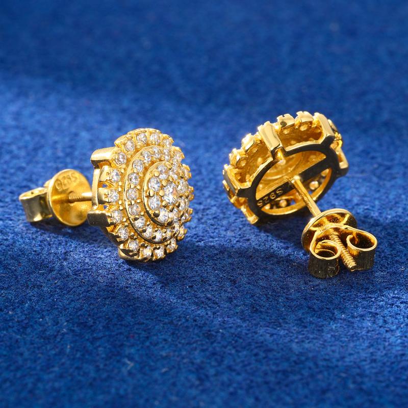 【#E559】Flower stud earrings UCCIYO Synthetic Moissanite Earrings For Women 925 Sterling Silver Stud Earring Men Hip Hop Jewelry Couple Gift