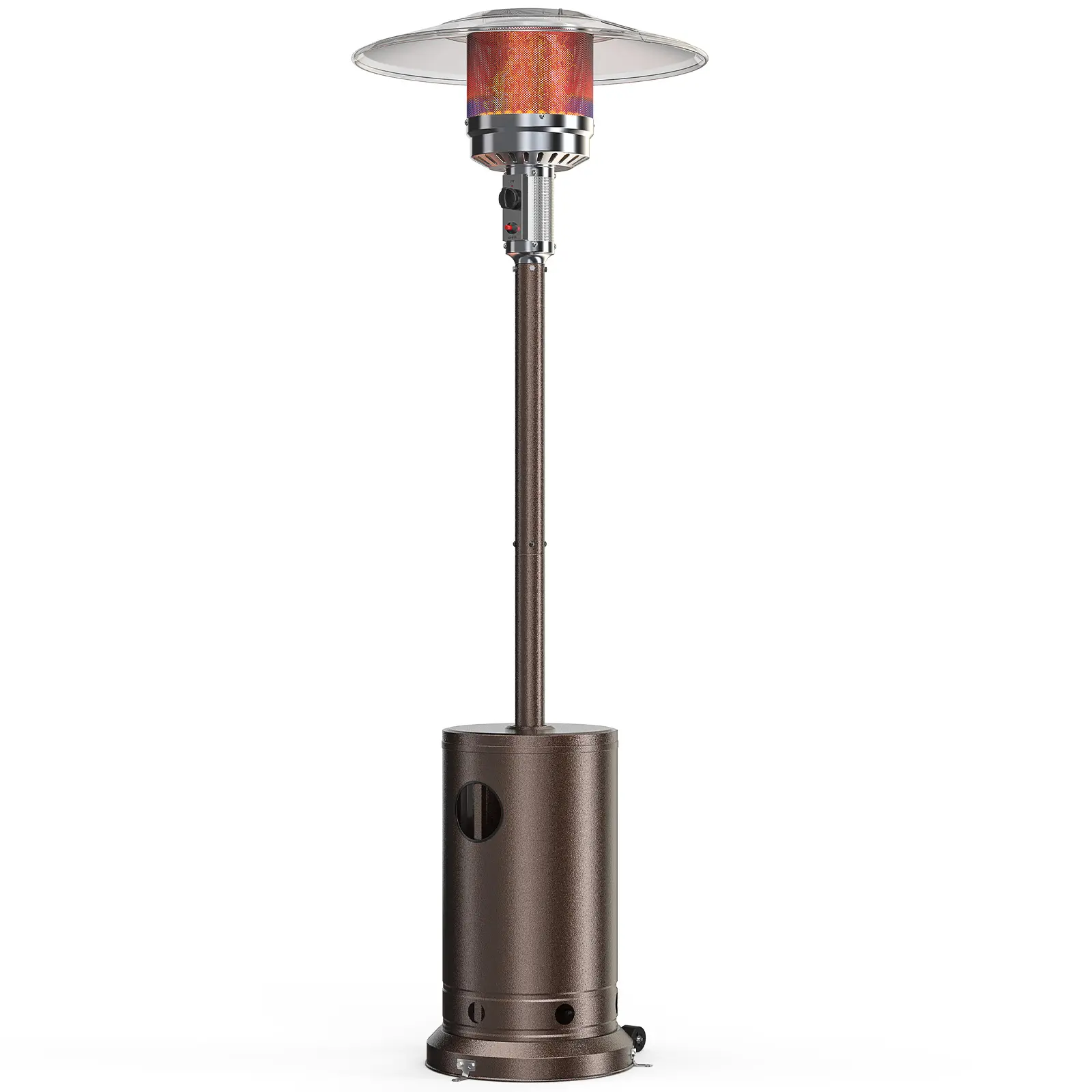 48,000 BTU Propane Patio Heater with Tabletop, Double-Layer Stainless Steel Burner, Safety Protection System, Wheels, Sandbox, Anchoring Spikes, 26.45 lbs, 18 ft Diameter Coverage for 4-8 People – Home & Commercial Backyard Use, Commercial Use, Metal