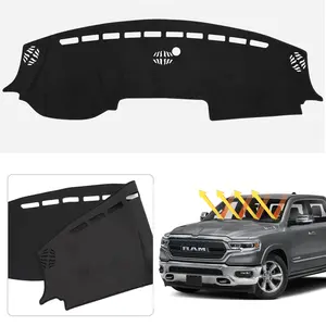 2019-2026 Dodge Ram 1500 2500 3500 Dash Mat Cover Custom Fit Flannel Sunshade UV Protector Anti Glare Nonslip Dashboard Accessories Black