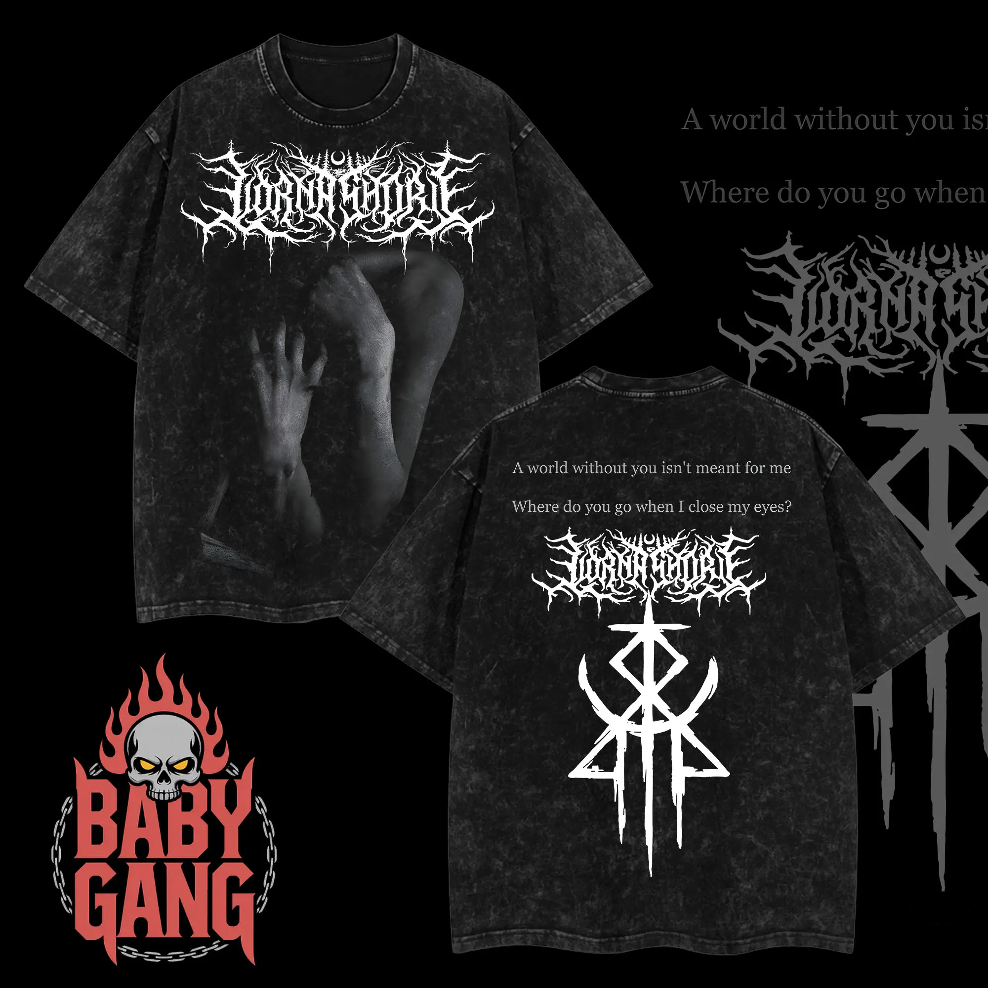 [Moshroom] Lorna Shore Pain Remains Oversize Lightweight Acid Washed Tee Rock Music Metal Gothic Punk Emo Grunge Post-hardcore Graphic Design Top Cotton Streetwear Game T-Shirt Crewneck Clothes Menswear Womenswear