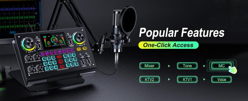 Ideanthro C200 PRO-P15 Sound Card - Dual-Core DSP Chip, Dual Mic/Headphone, Tone Adjust & Voice Changer, Universal Live Streaming Compatibility