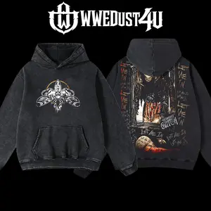 WWEDust4U Retro Vintage "The Fiend" Bray Wyatt Hoodie 100% Cotton Blend Pre-washed Soft Classic Menswear Oversized American-made Streetwear Fabric