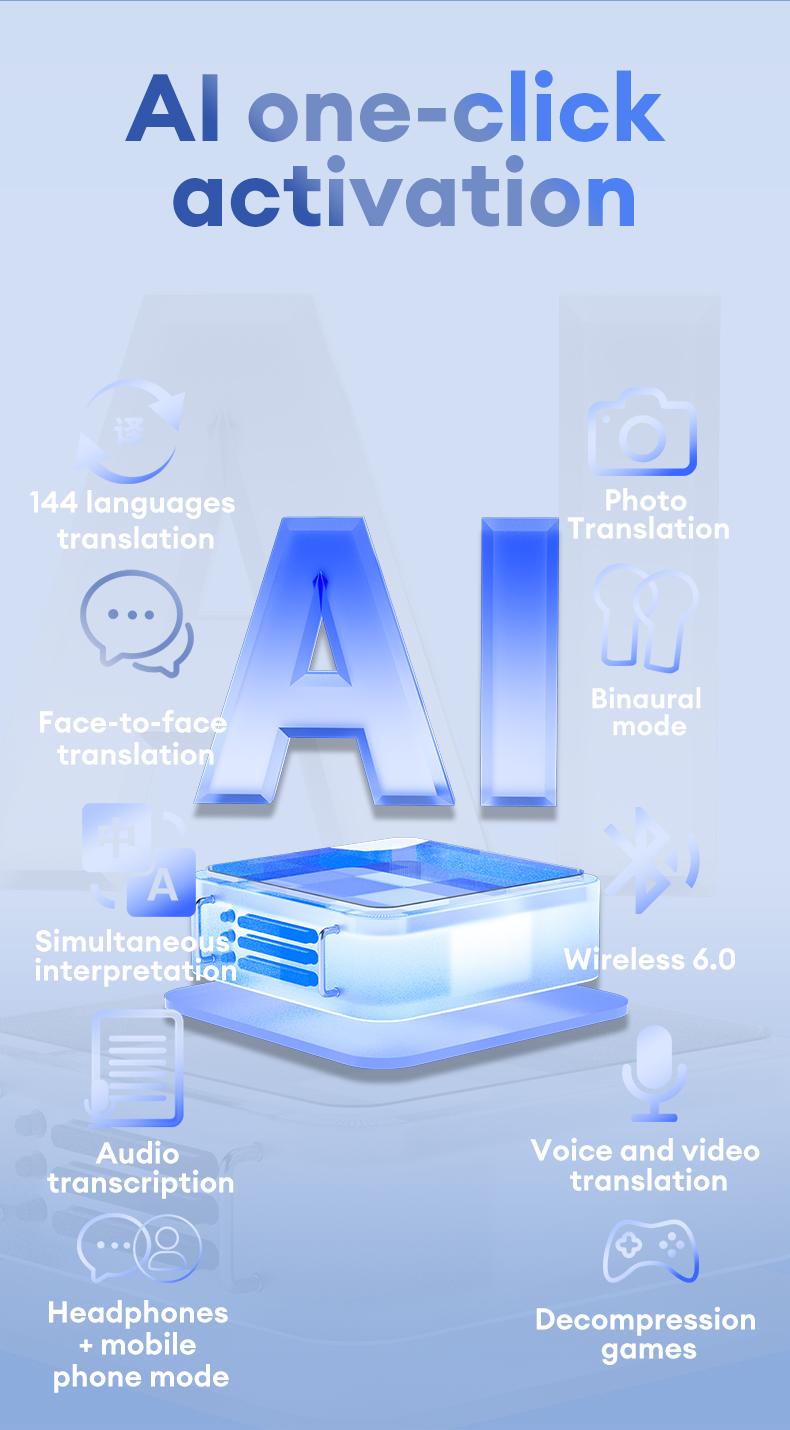 MGALL Y49 Multifunctional Wireless Headphones Supports 169 Language Translation, with 2025 Bluetooth 6.0, Colorful LCD Smart Touch Screen, Personalized Screensaver, Hi-Fi Sound, IPX5 Waterproof, Ideal for Office, Study, Sport & Calls