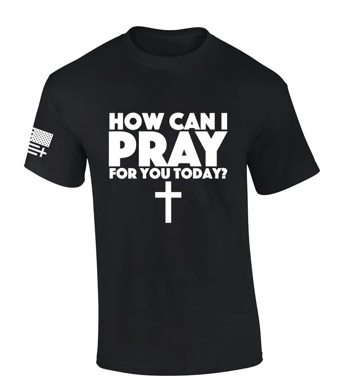 Mens Christian Tshirt How Can I Pray For You Today? Short Sleeve T-shirt Fabric Menswear