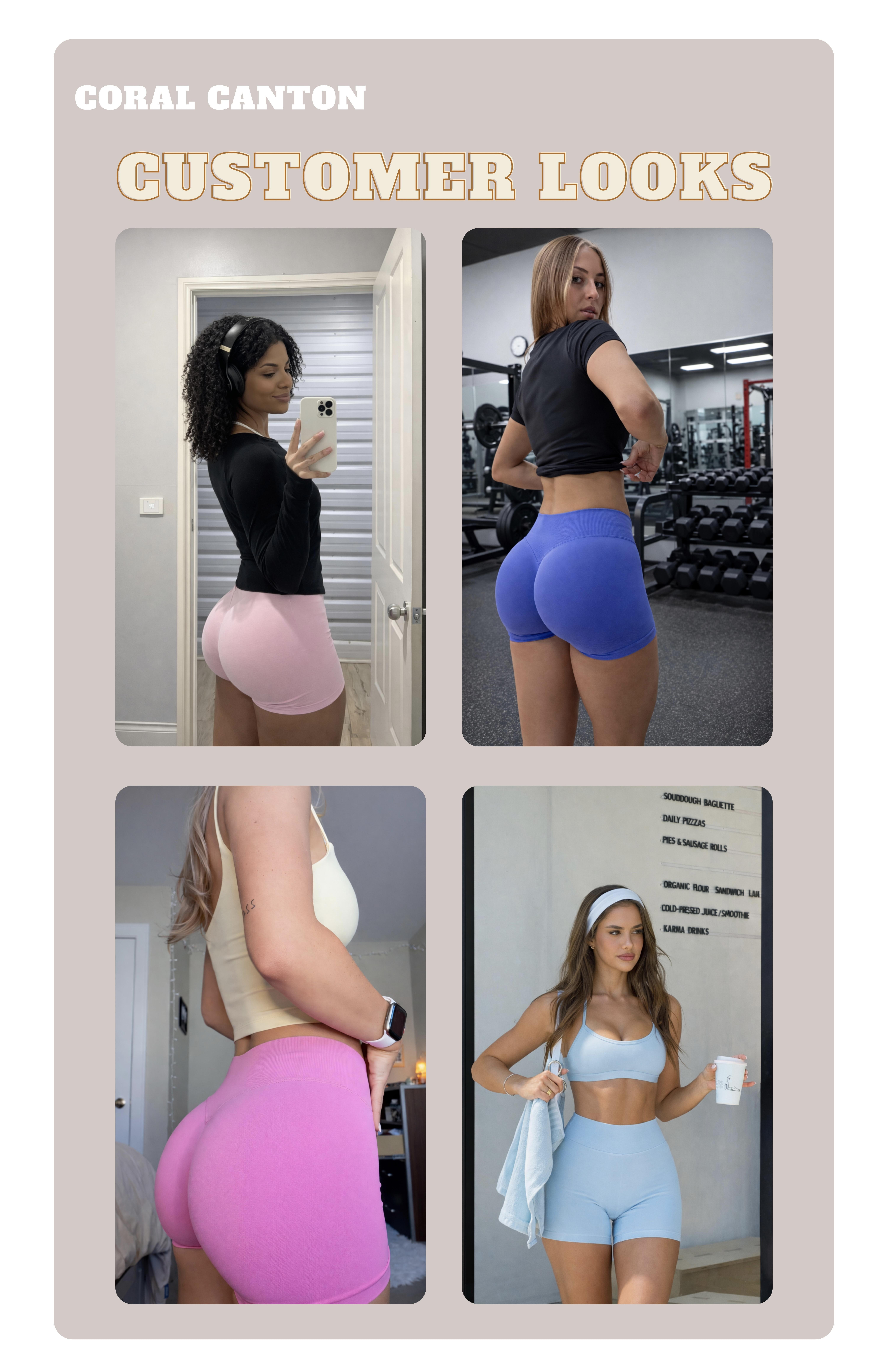 Coral Canton Impact Shorts High Waistband Butt Lifting