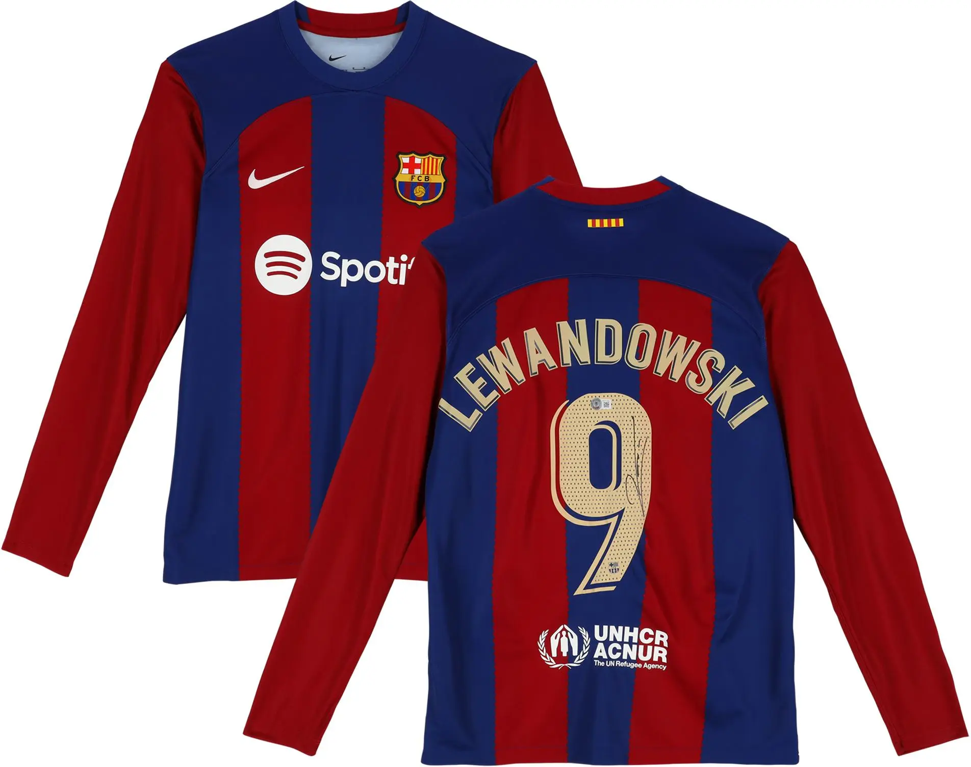 Robert Lewandowski FC Barcelona Autographed Nike 2023-2024 Home Jersey - Fanatics Authentic Certified