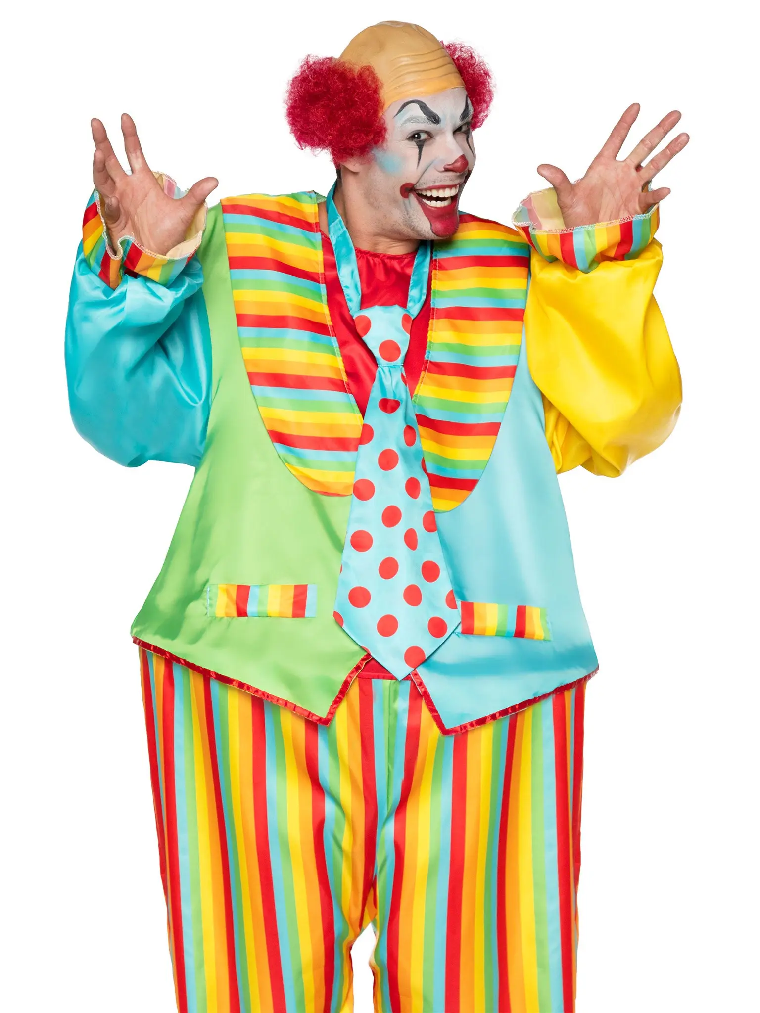 Men's Classic Oversized Rainbow Fabric Circus Clown Halloween Costume Set - Menswear Colorful Jumpsuit Cosplay by Leg Avenue, Matching