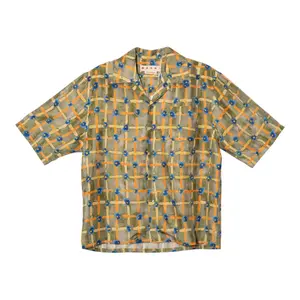 Marni Saraband Short Sleeve Button Up Shirt Leaf Green Multi
