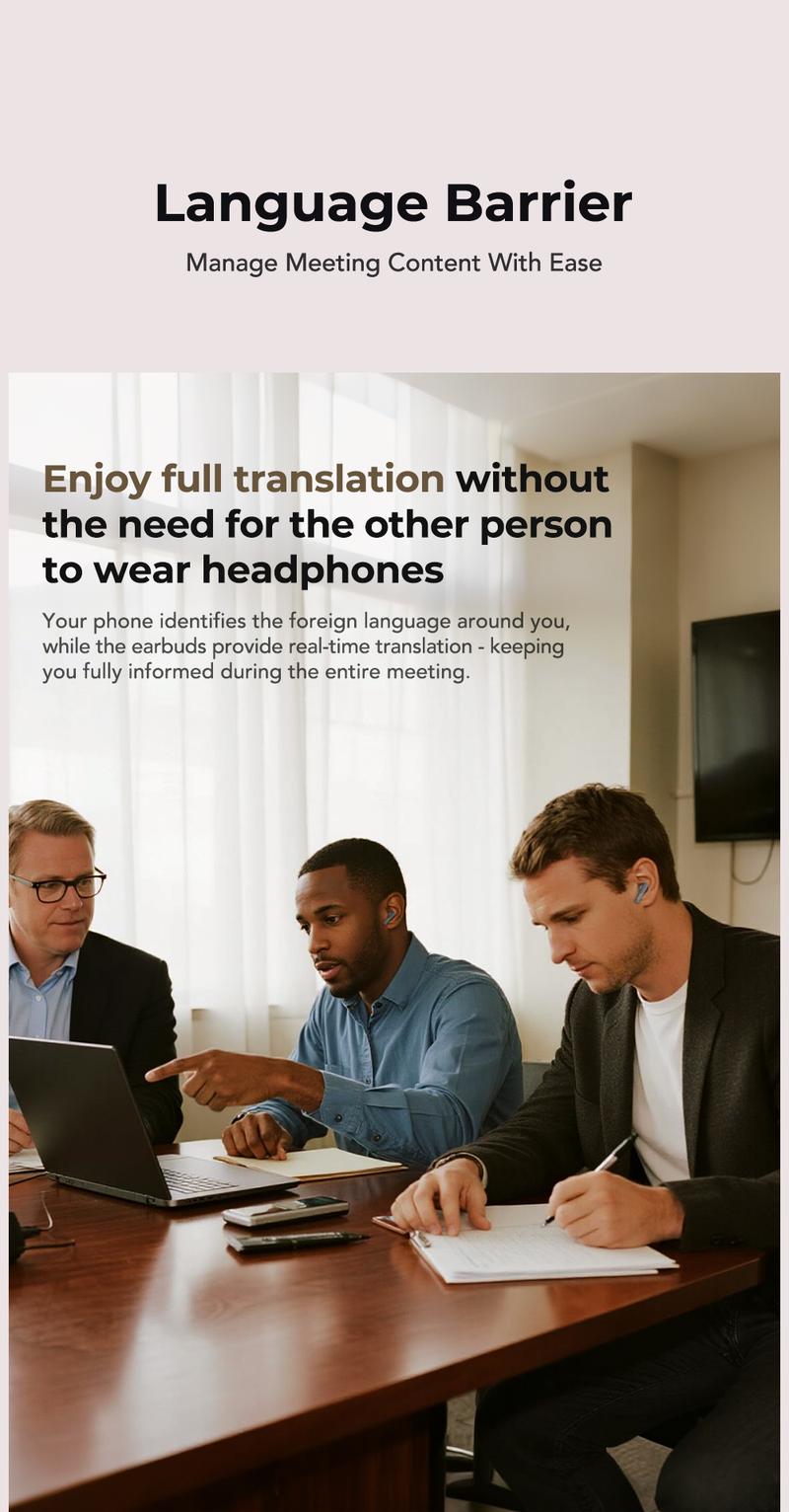 HTC NE40 Translation Bluetooth 6.0 Earphones LED Display High Fidelity Waterproof Wireless Earphones, Translation in 134 Languages With APP, TWS Touch Control Earbuds, Suitable for Office, Sports, Study and Audio Calls | Built-in Microphone | AI Earphones