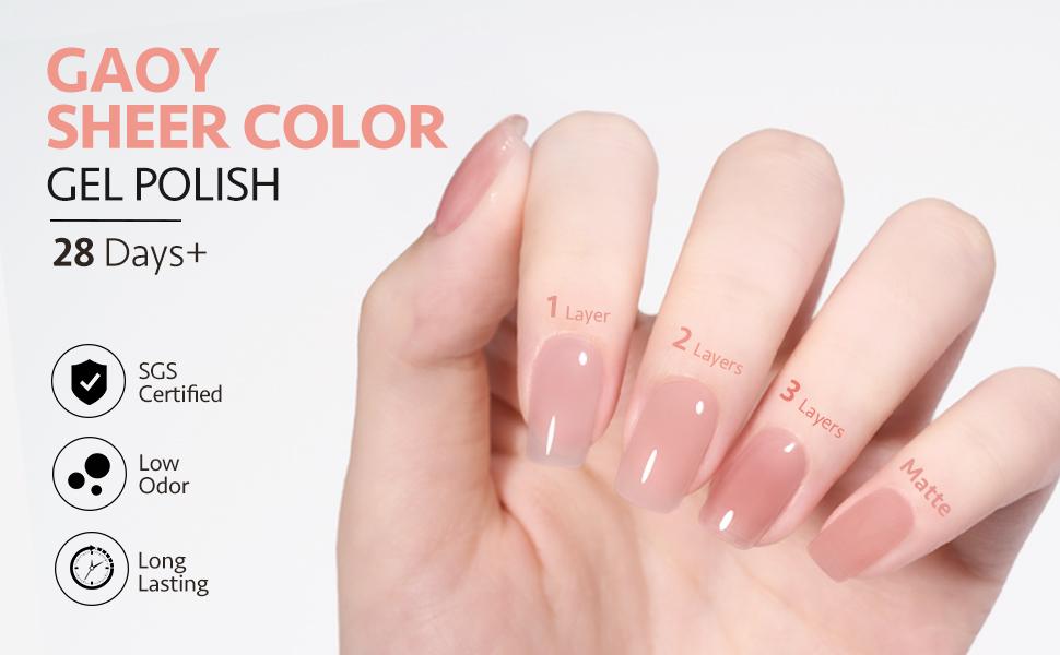 GAOY Luck in Love Jelly Pink Gel Nail Polish Set of 6 Transparent Colors Nude White Sheer Gel Polish Kit for Salon Gel Manicure and Nail Art DIY at Home