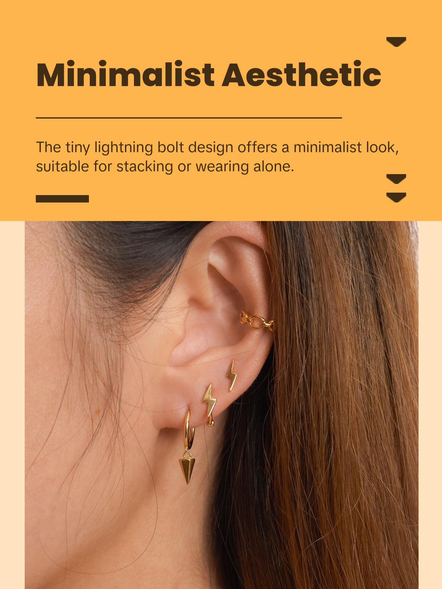 Tiny Lightning Bolt Stud Earrings