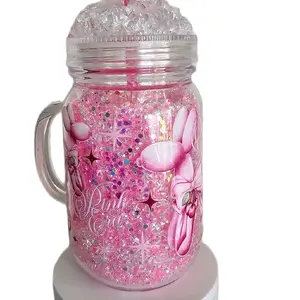 Pink Era Diamond Snowglobe Tumbler Glows