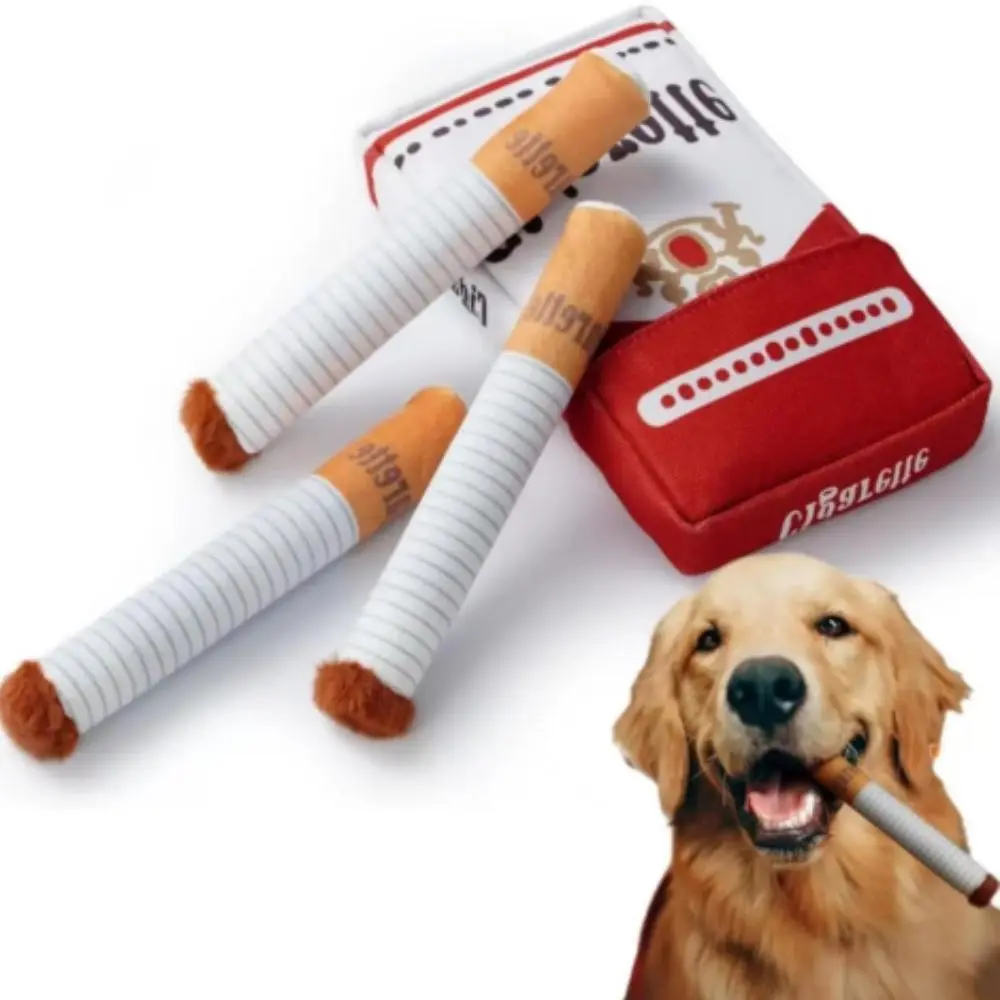 Interactive Cigar Dog Toy Set, Teething Puppy Toy, Fun Squeaky Cigar Toy, Novelty Chewing Toy, Laughing Interactive Dog Toy, Suitable for Small Dogs