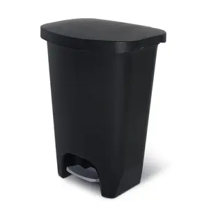 Glad Kitchen Trash Can with Lid, Foot Pedal and Garbage Bag Rings, 13 Gal, Black