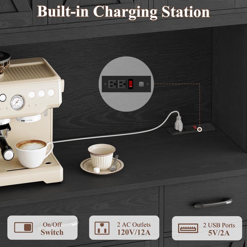 【2 packages shipping】HOSTACK 71" Tall Kitchen Pantry Storage Cabinet with Charging Station, Large Countertop, Farmhouse Food Pantry with 3 Storage Drawers 【2 packages shipping】HOSTACK 71" Tall Kitchen Pantry Storage Cabinet with Charging Station, Large Countertop, Farmhouse Food Pantry with 3 Storage Drawers