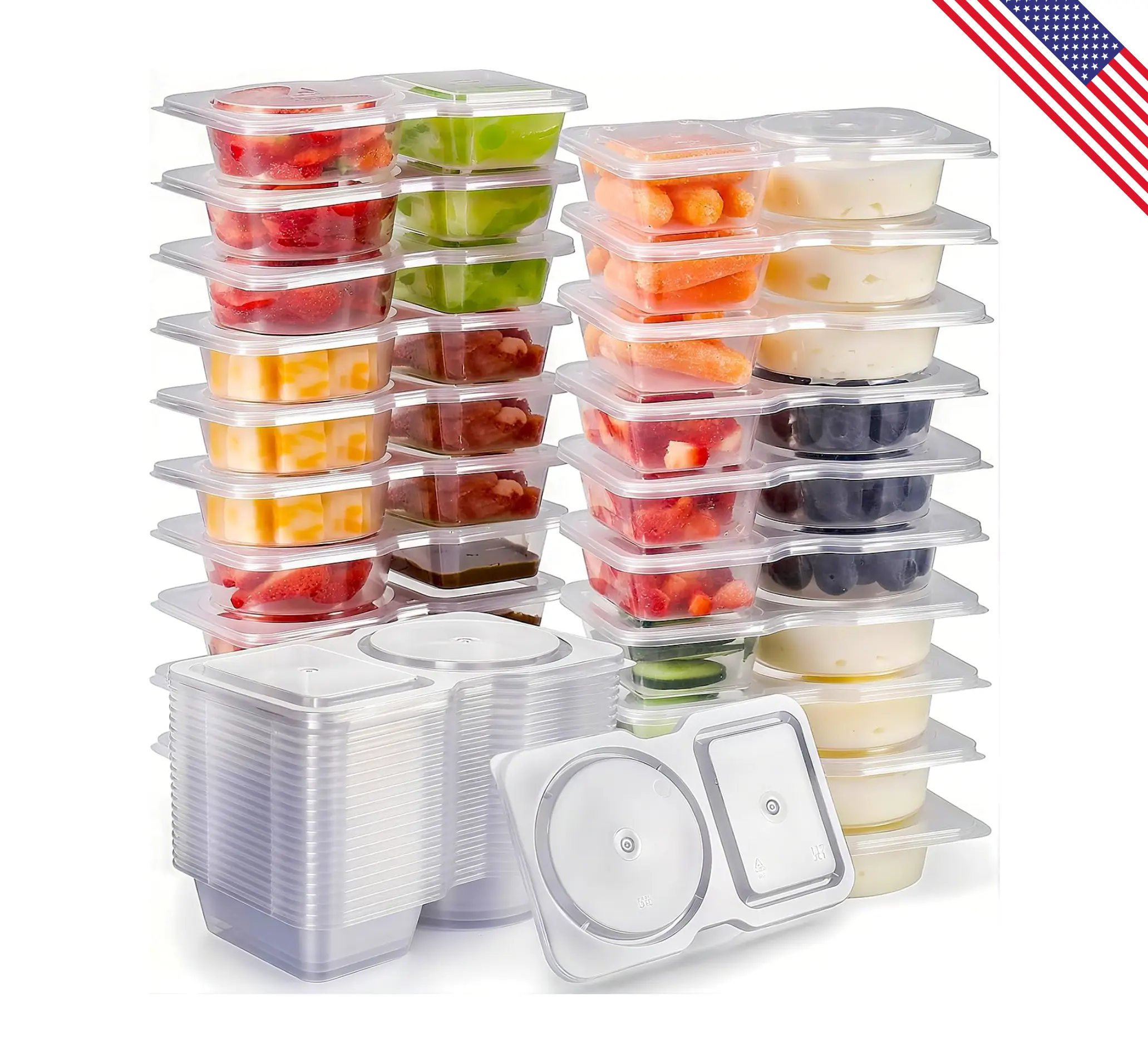 Reusable Snack Containers with Lids 20Pcs, New Snack Containers, Snackle Box Container Portion Control, Snack Pack Containers, Double Compartment Snack Containers for On-the-Go Meals and Camping
