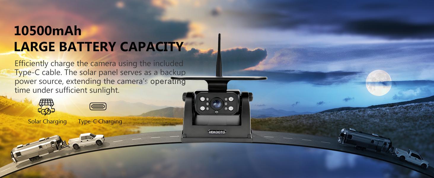 VEKOOTO MZ6 WiFi Magnetic Solar Backup Camera 10500mAh Rechargeable Battery Wireless for Truck RV Trailer Car Easy Hitching Gooseneck Horse Boat Travel Trailer Fifth Wheels RV Camper Reverse for iPhone iPad Android Metal Digital Mount Safety Waterproof Ou VEKOOTO MZ6 WiFi Magnetic Solar Backup Camera 10500mAh Rechargeable Battery Wireless for Truck RV Trailer Car Easy Hitching Gooseneck Horse Boat Travel Trailer Fifth Wheels RV Camper Reverse for iPhone iPad Android Metal Digital Mount Safety Waterproof Ou
