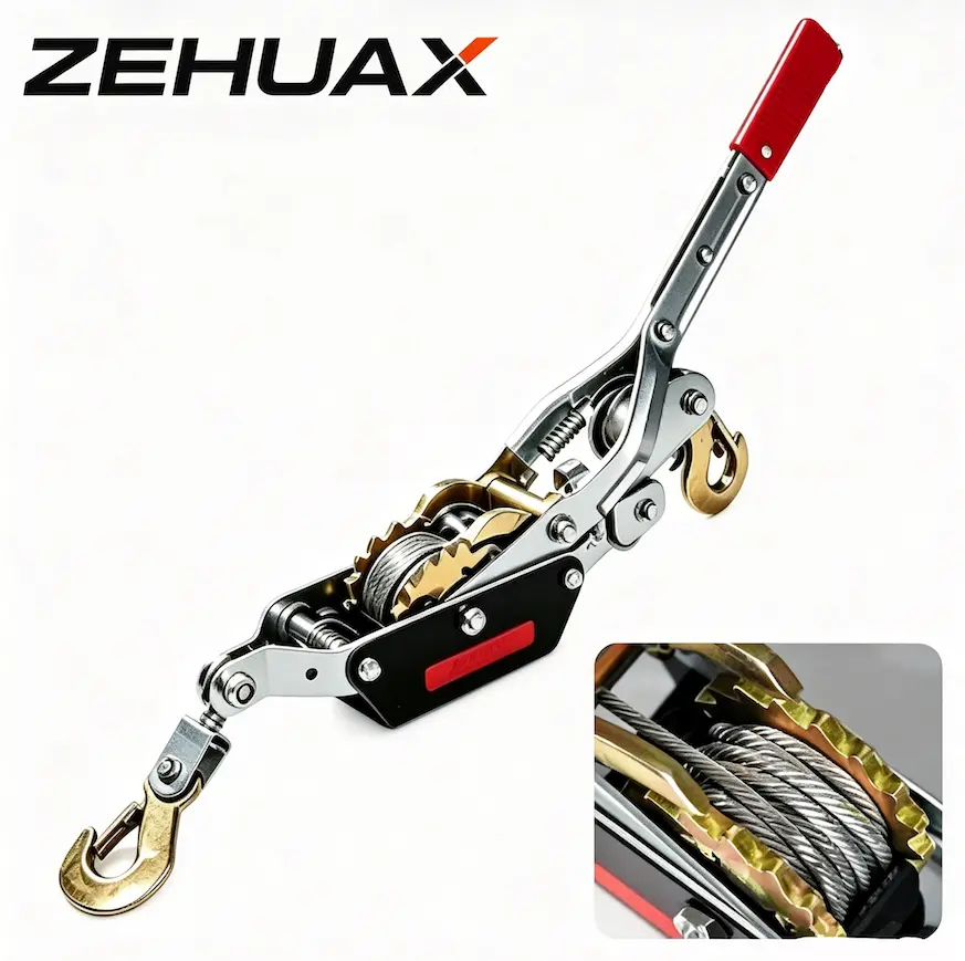 Come Along Winch, 4 Ton Pulling Capacity, 13 ft Galvanized Steel Cable Power Puller Tool with Dual Gears, Automotive Hoist Cable Puller Ideal for Vehicle Rescue , Fence, Farm, Construction