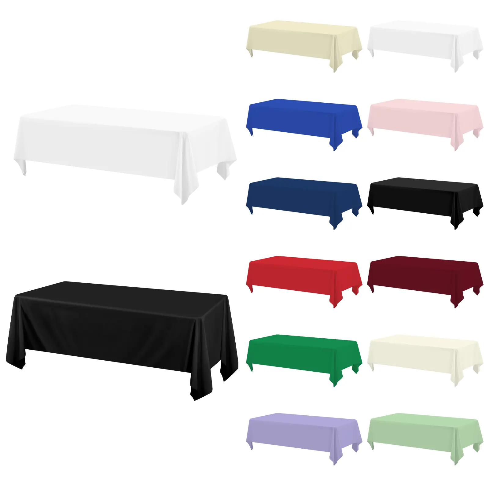 6/8/10/12 Packs Rectangle Polyester Tablecloth, Polyester Washable Tablecloth for Wedding Reception Banquet Party Halloween Decor Anniversary Party Household Items Holiday Outdoor Dining Table Setup，#Back-to-school #Halloween